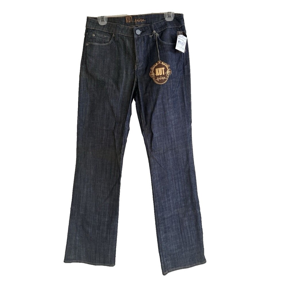 KUT FROM THE KLOTH Jeans NWT Size 6 Blue Dark Wash Mid Rise Bootcut Flare Denim